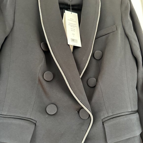 Veronica Beard Jagger Dickey Blazer Jacket Black Double Breasted Glitter Trim - Picture 8 of 11